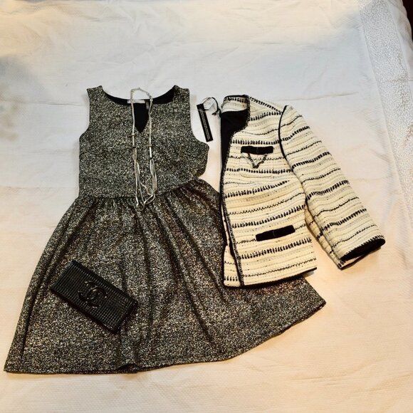 Like new SOPRANO black & silver cocktail dress - Picture 2 of 6